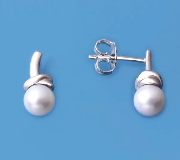 Gold Plated Silver Earrings with 5.5-6mm Round Shape Freshwater Pearl