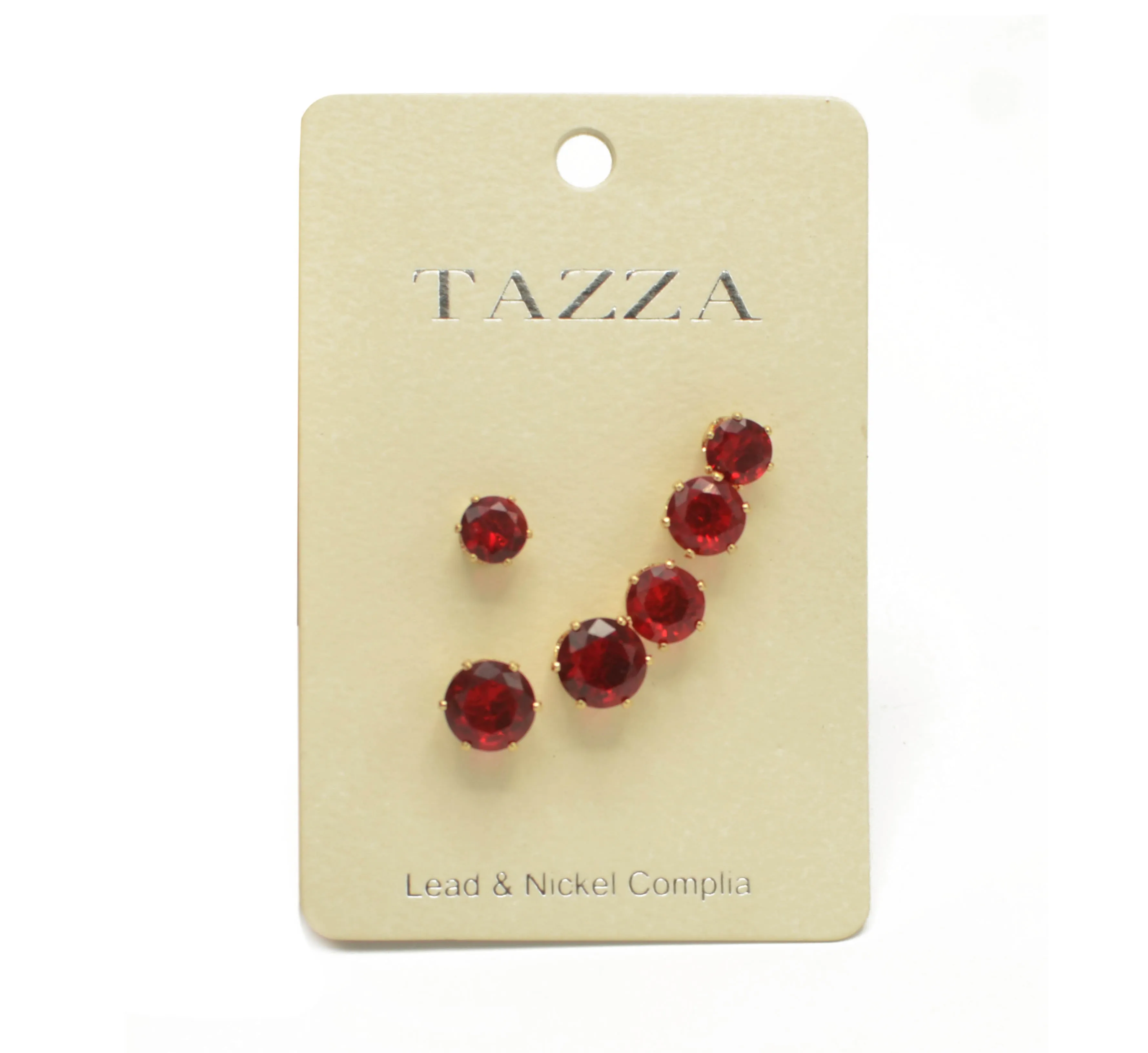 GOLD SIAM CRYSTAL 3 PAIR SET GRADUATED STUD EARRINGS #HNE86567GDSM(SE5)