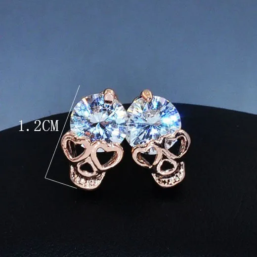GOLD SKULL CRYSTAL EARRINGS