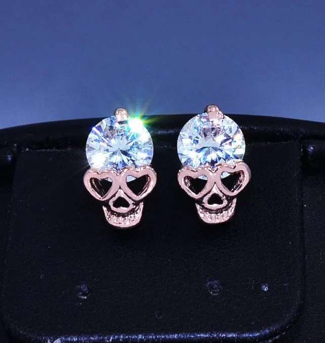 GOLD SKULL CRYSTAL EARRINGS