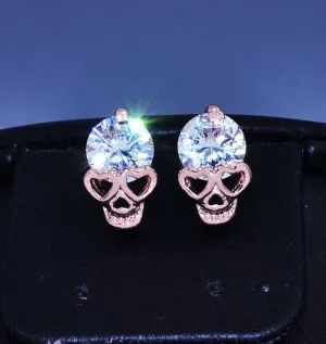 GOLD SKULL CRYSTAL EARRINGS