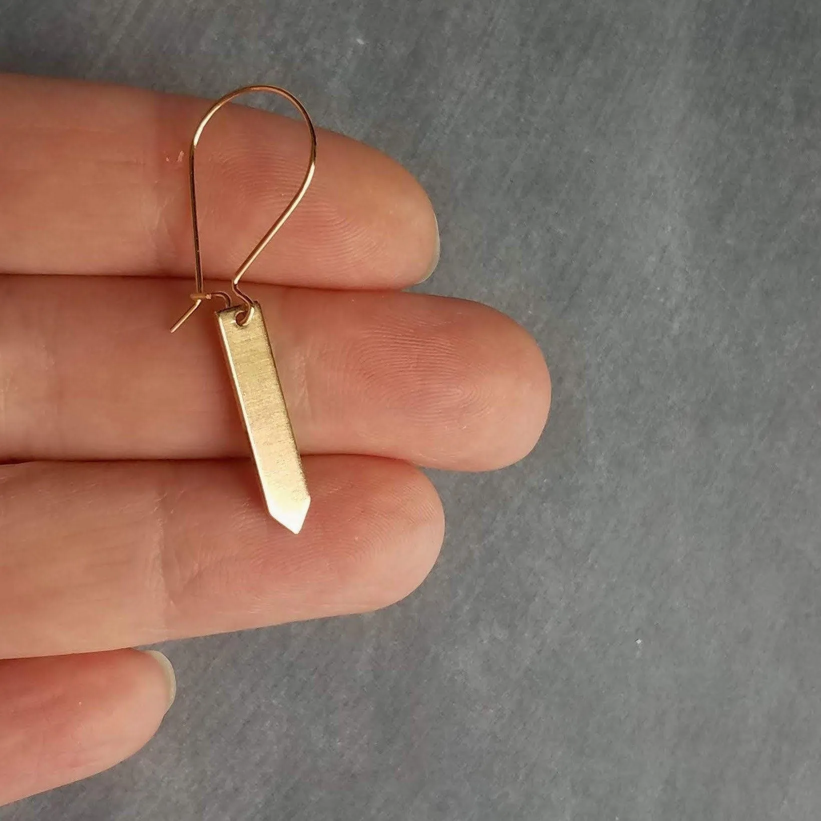 Gold Tag Earrings, minimalist earrings, dainty gold earrings, rectangular earrings, gold bar earrings, polygon earring, flag, spear earrings