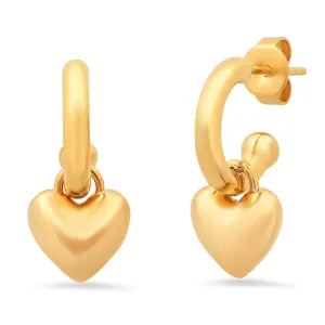 Gold Vermeil Hoop Earrings with Heart Charm