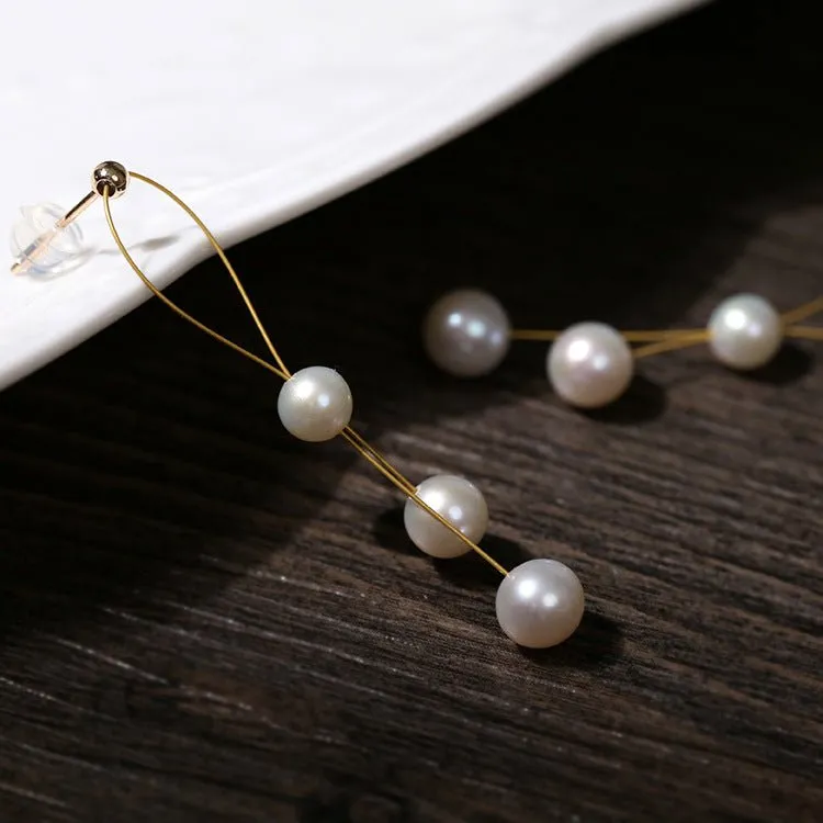 Gold Wire Pearl Earrings