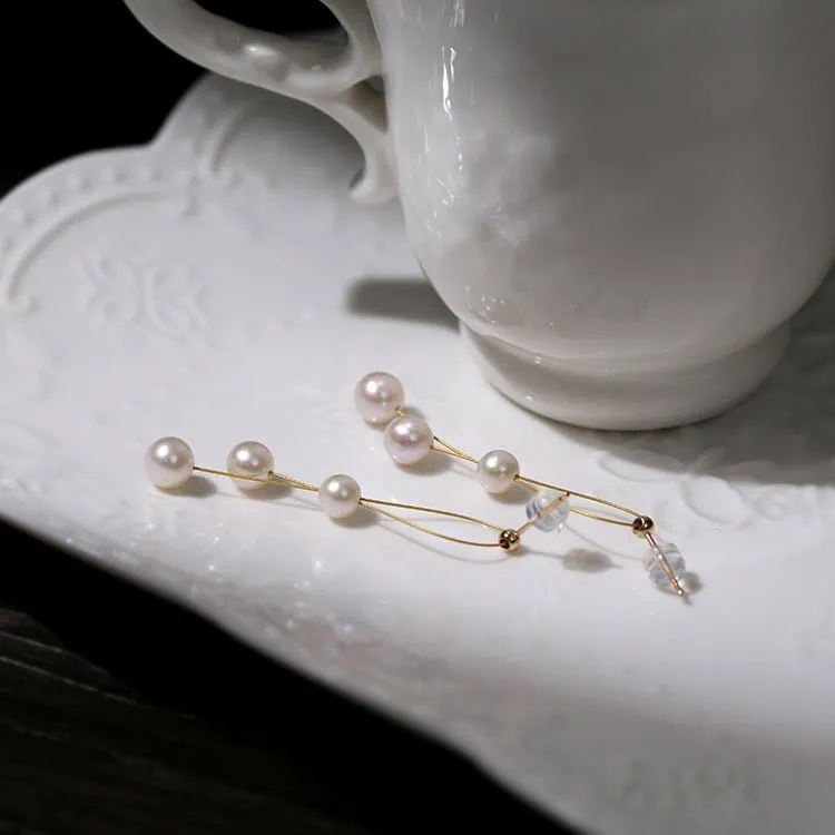 Gold Wire Pearl Earrings