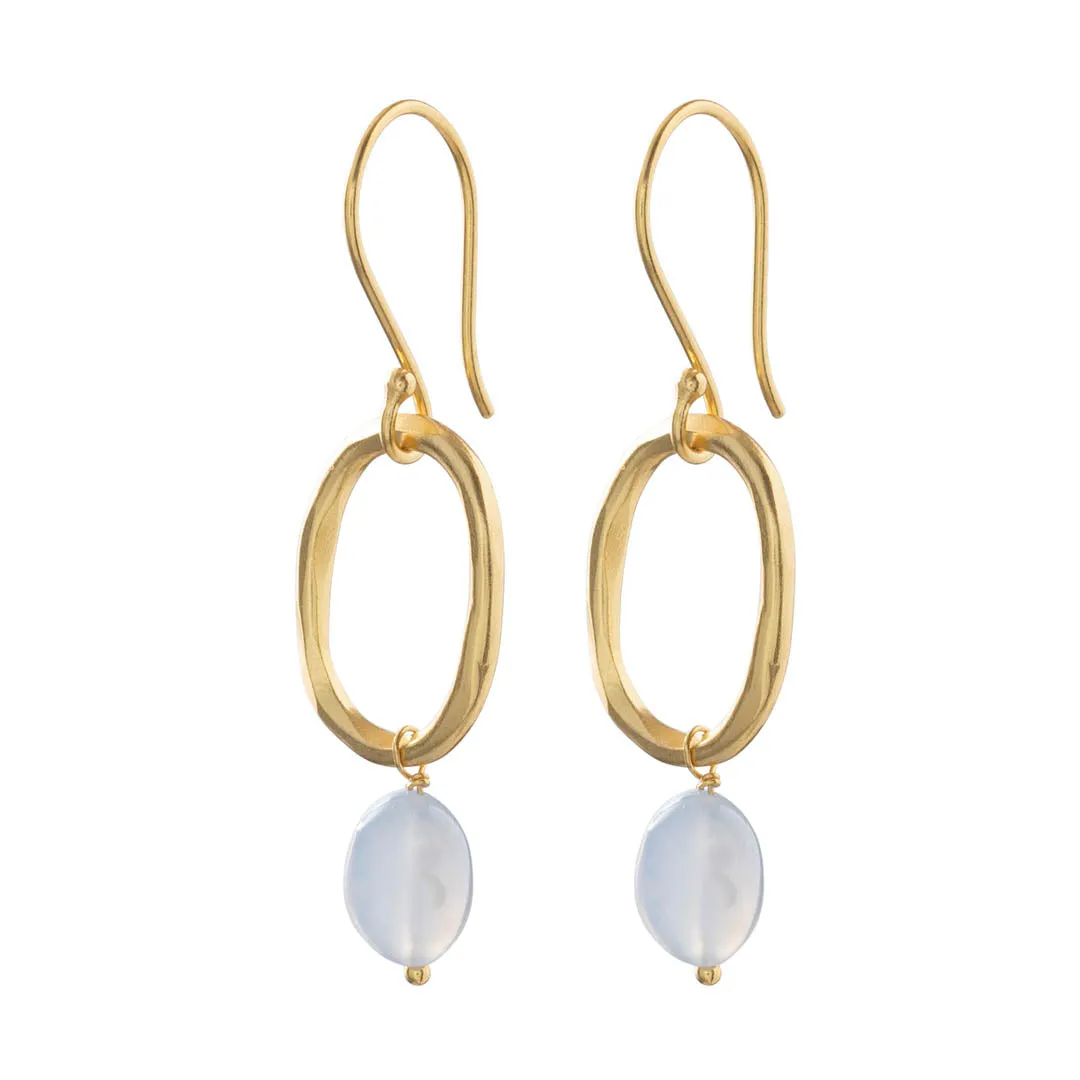 Graceful Blue Lace Agate Gold Plated Earrings