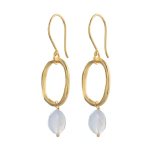 Graceful Blue Lace Agate Gold Plated Earrings