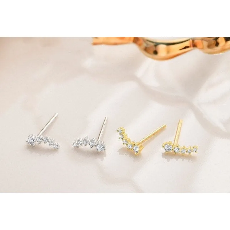 Graduated CZ Diamonds Stud Earrings-ECZ027