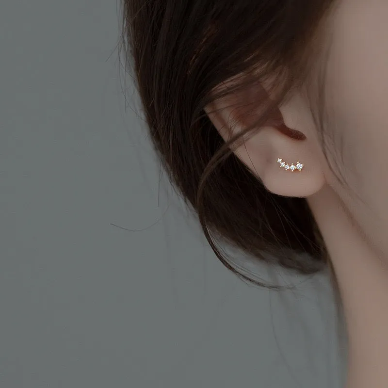 Graduated CZ Diamonds Stud Earrings-ECZ027