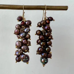 Grape Cluster Freshwater Pearl Earrings