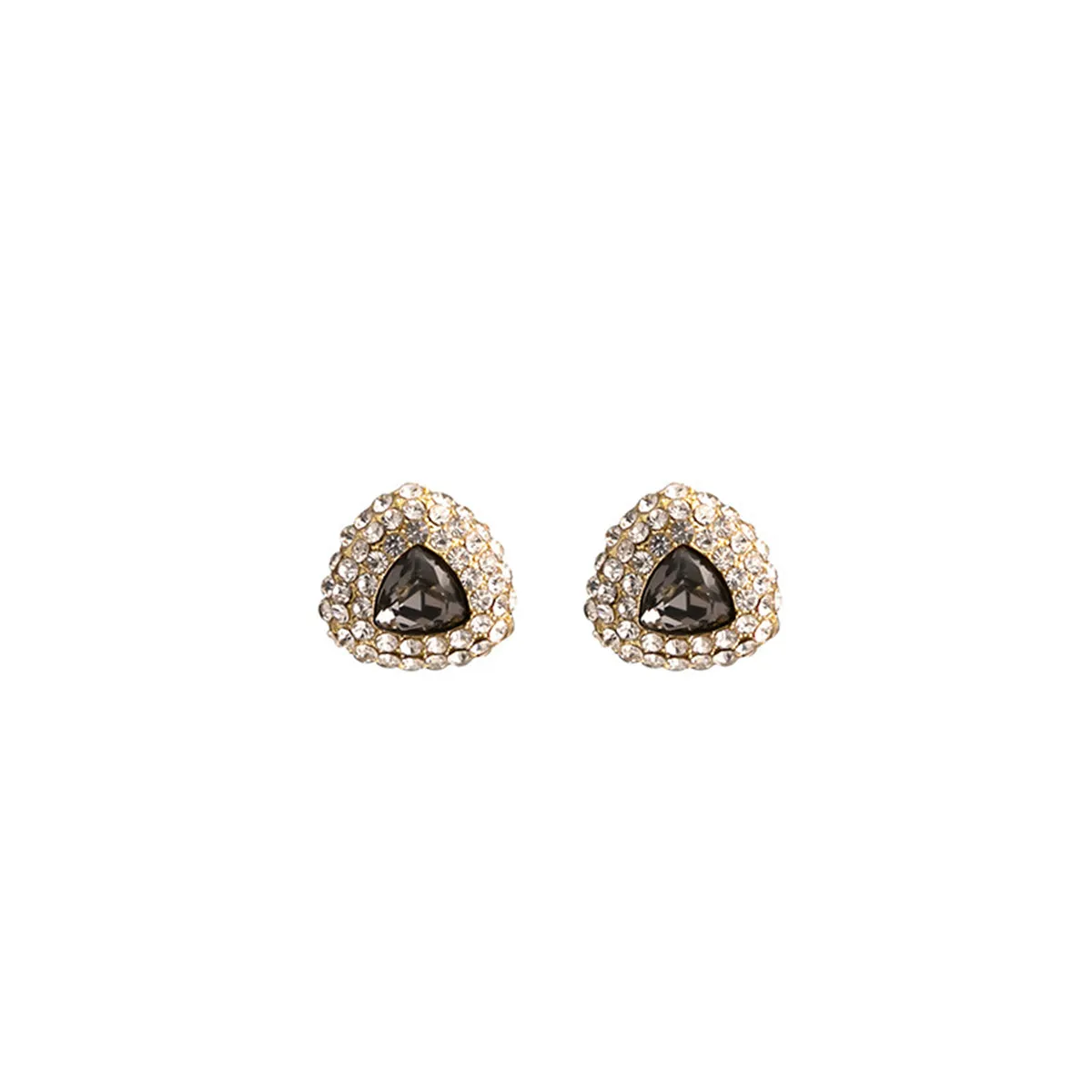 Gray Crystal & Cubic Zirconia Triangle Stud Earrings