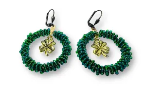 Green Beaded Hoop Earrings*