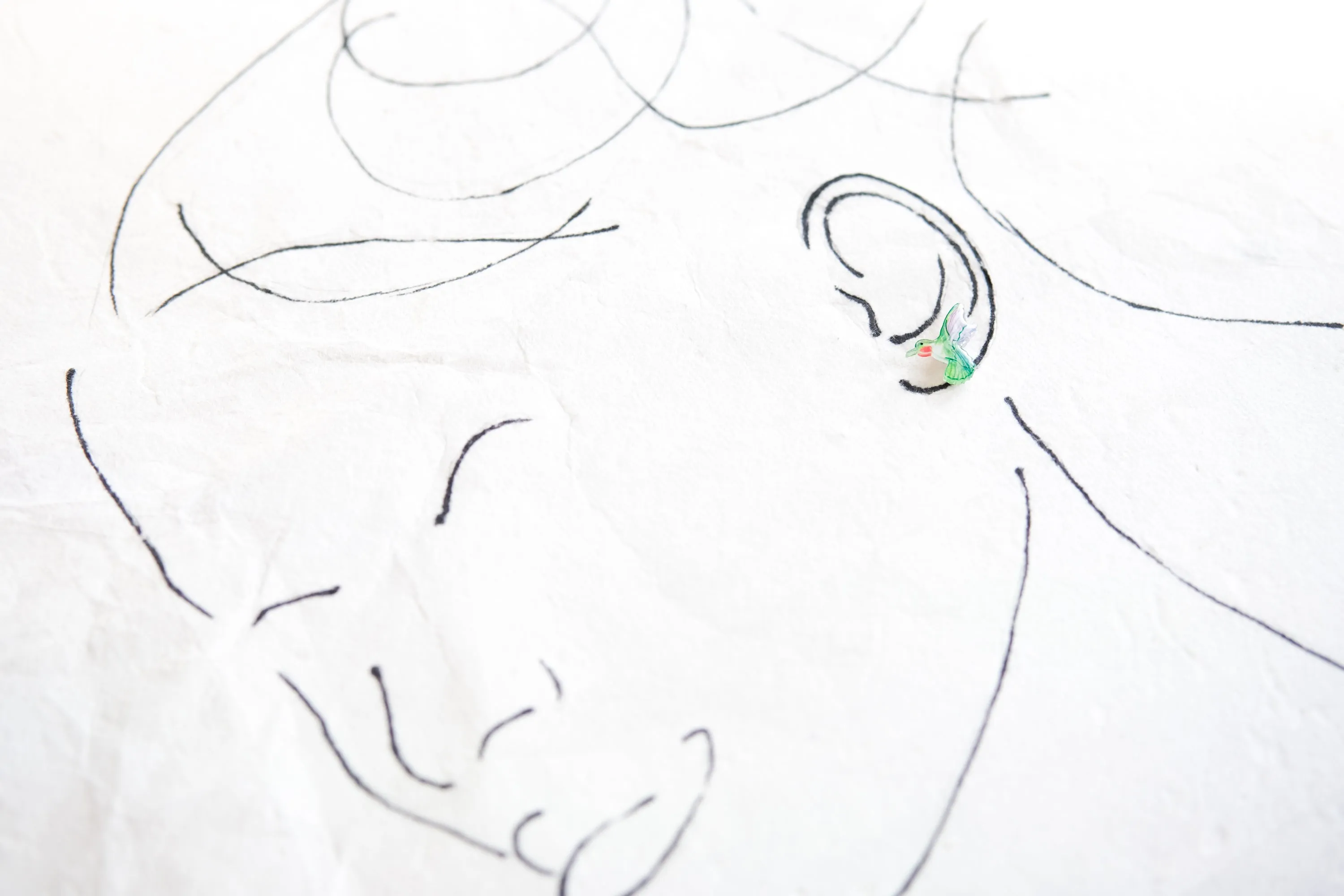 Green Ruby-throated Hummingbird Handmade Stud Earrings