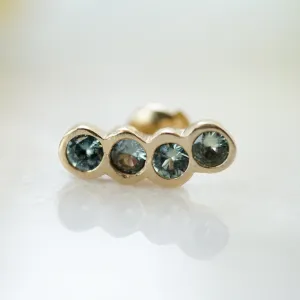 Green Sapphire ear climber gold earring