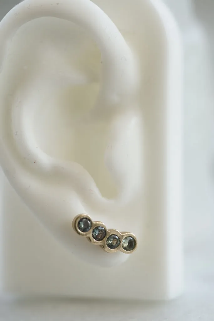 Green Sapphire ear climber gold earring