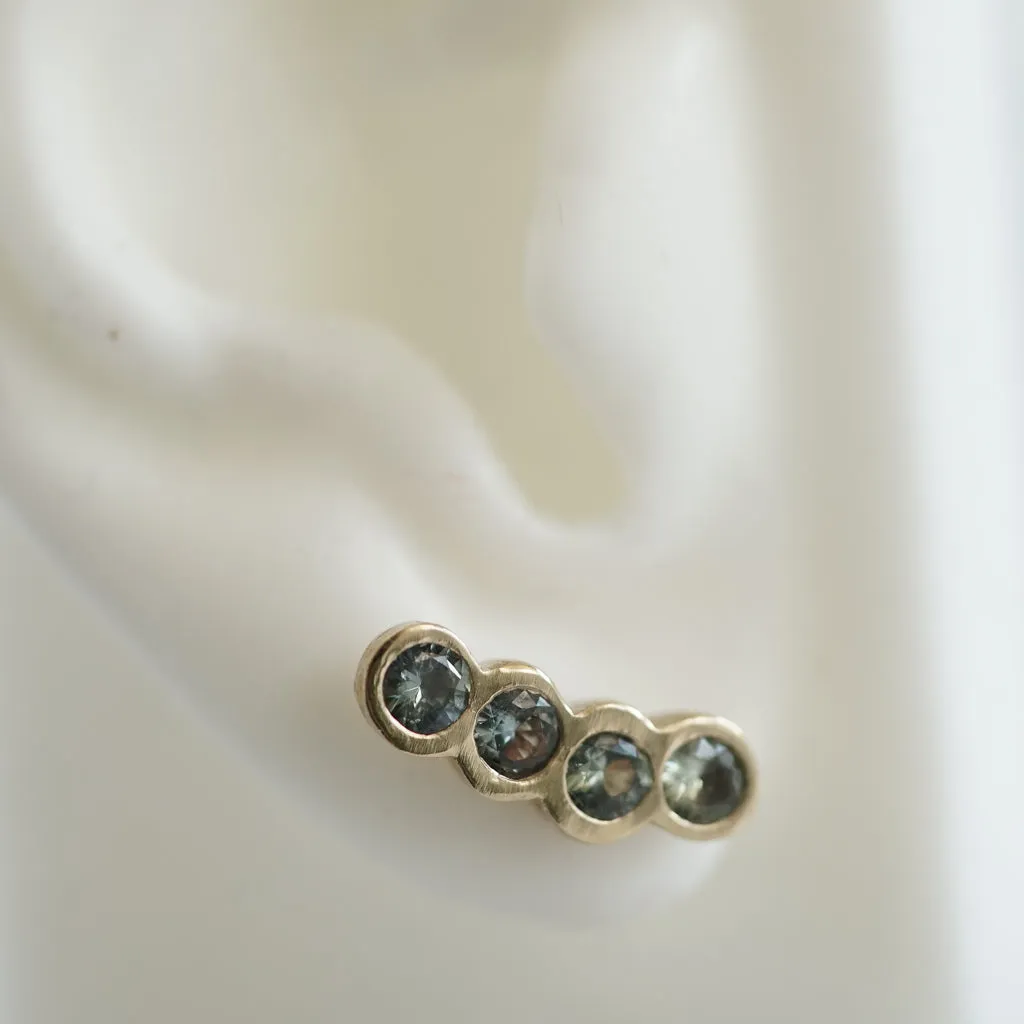 Green Sapphire ear climber gold earring