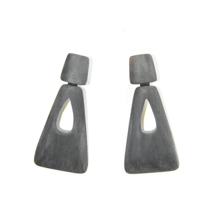 Grey Horn Earrings