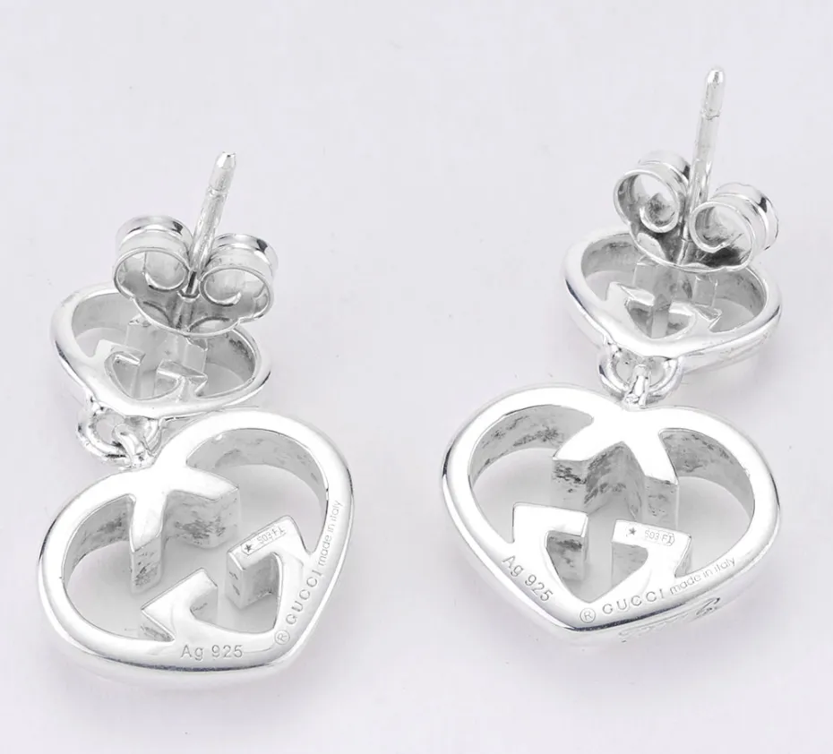 Gucci Love Britt G Heart Earrings in Silver
