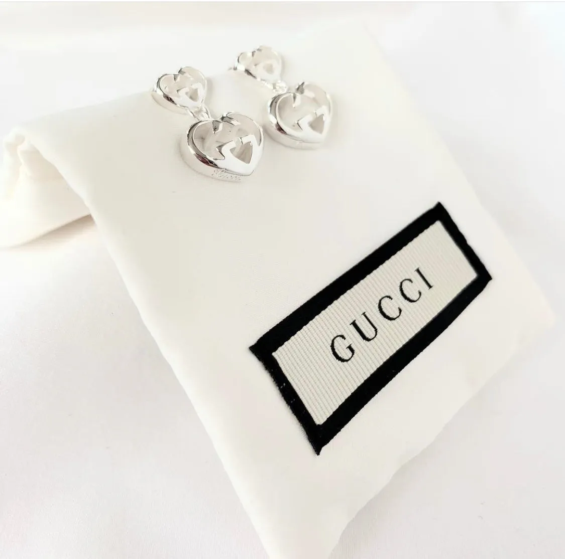 Gucci Love Britt G Heart Earrings in Silver