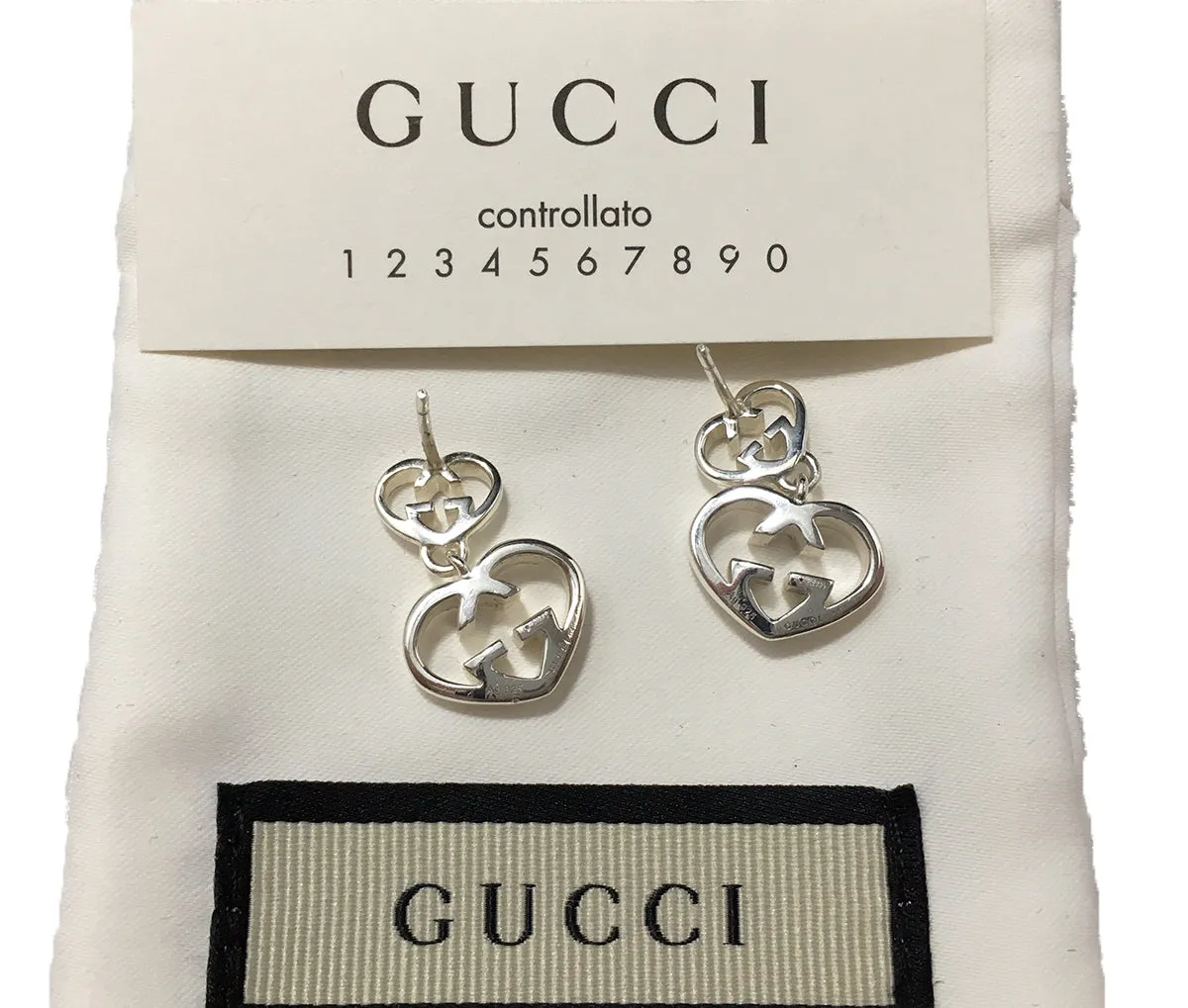 Gucci Love Britt G Heart Earrings in Silver