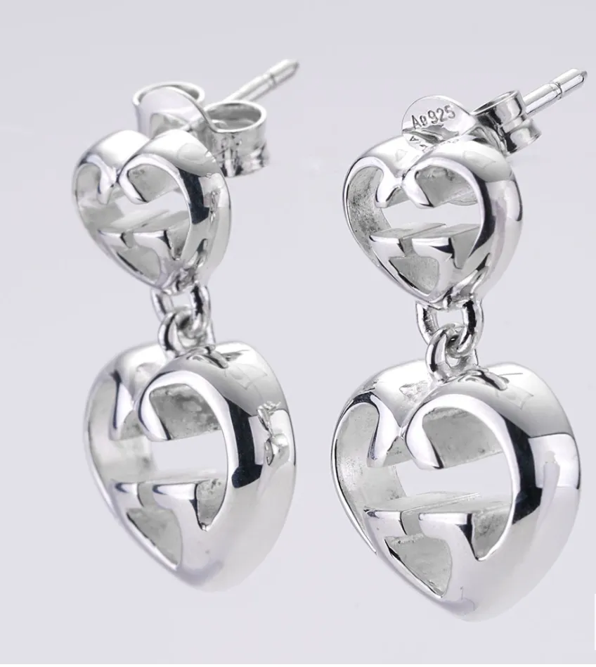 Gucci Love Britt G Heart Earrings in Silver