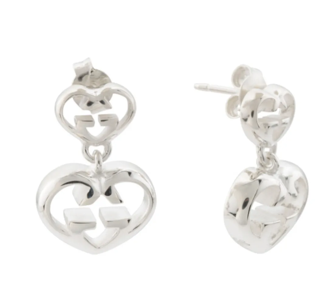 Gucci Love Britt G Heart Earrings in Silver