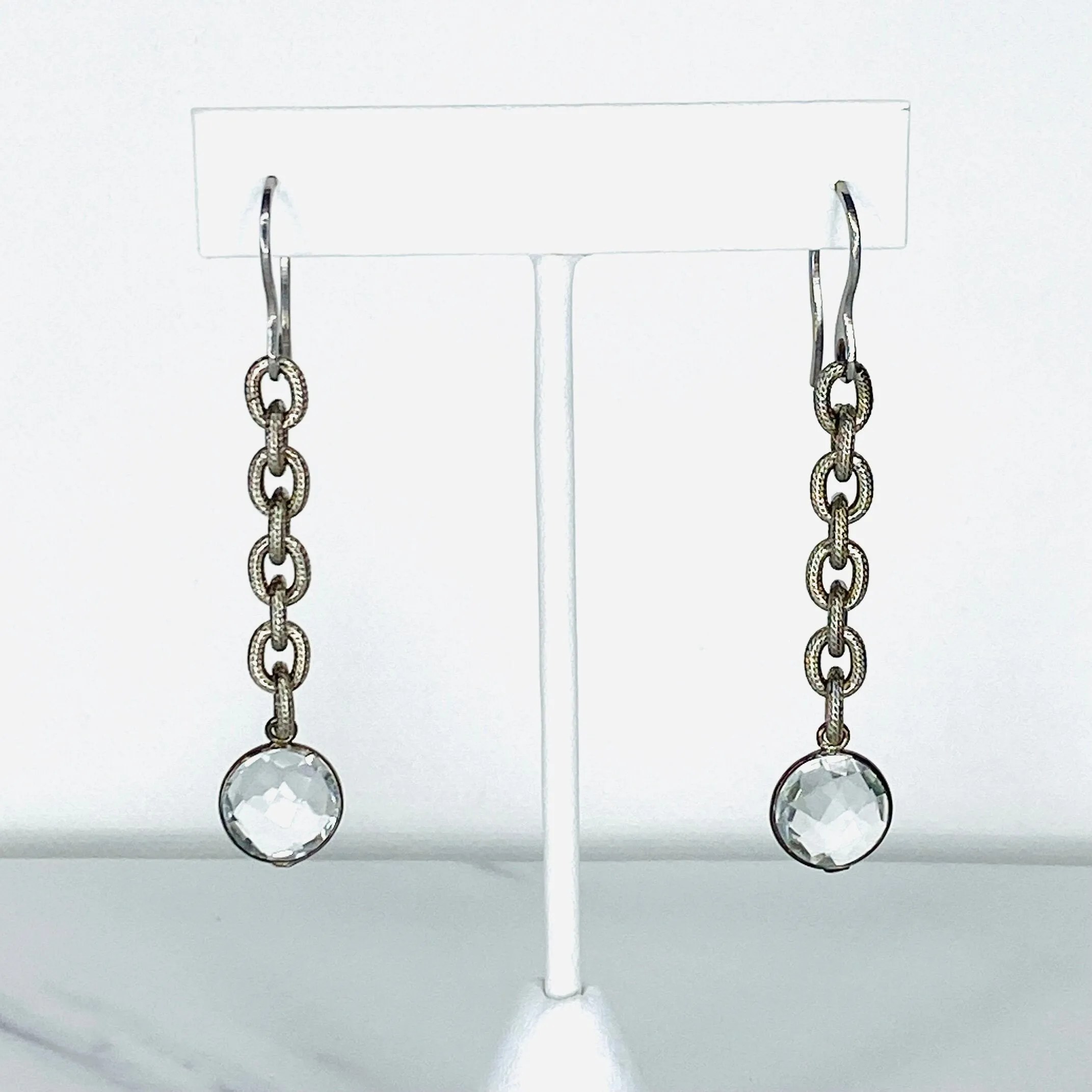 Gunmetal and Crystal Drop Earrings