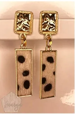 Hair on Hide Leopard Print Stick Earrings