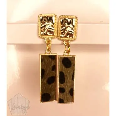 Hair on Hide Leopard Print Stick Earrings