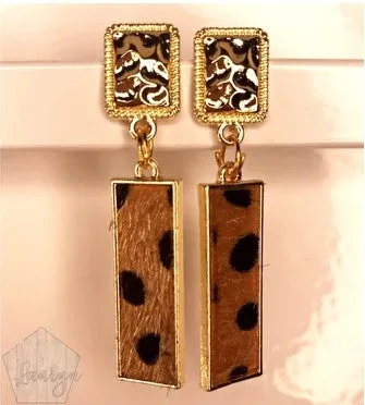 Hair on Hide Leopard Print Stick Earrings
