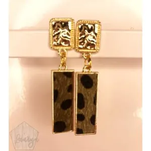 Hair on Hide Leopard Print Stick Earrings