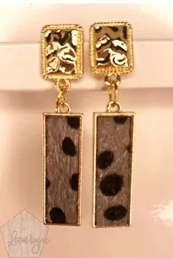 Hair on Hide Leopard Print Stick Earrings
