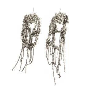 Hairy Drip Earrings in Ash   Charcoal