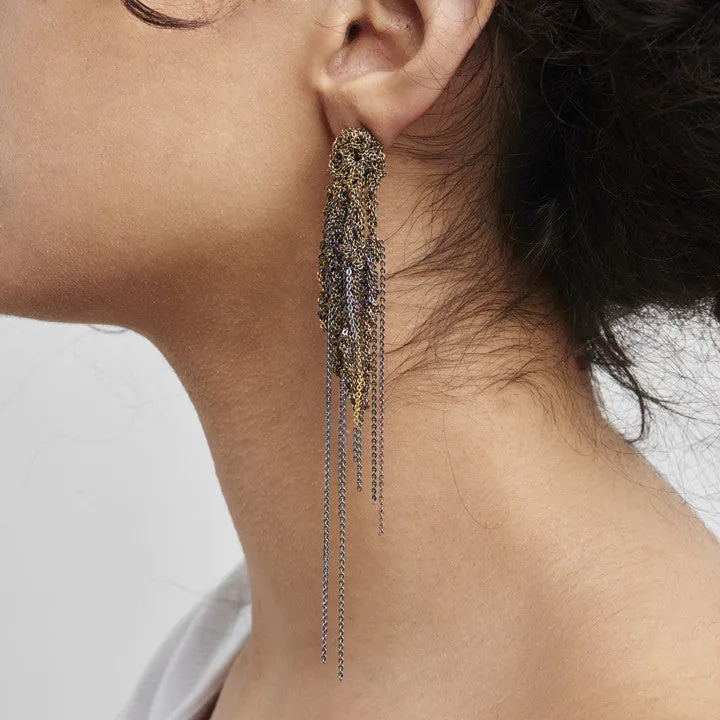Hairy Drip Earrings in Ash   Charcoal