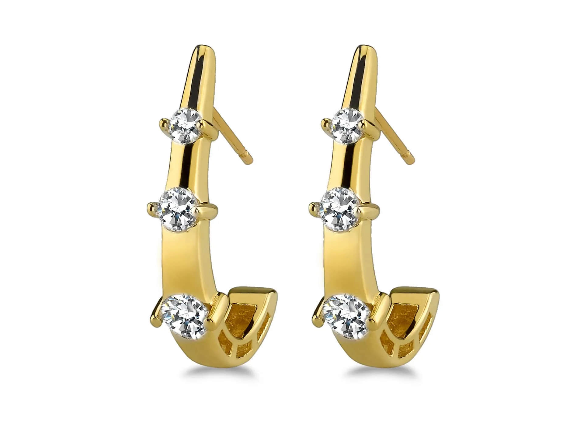 Half Scoop Diamond Earrings   with 0.32 ct.(finished) 1.4mm, 2.25mm, 2.75mm