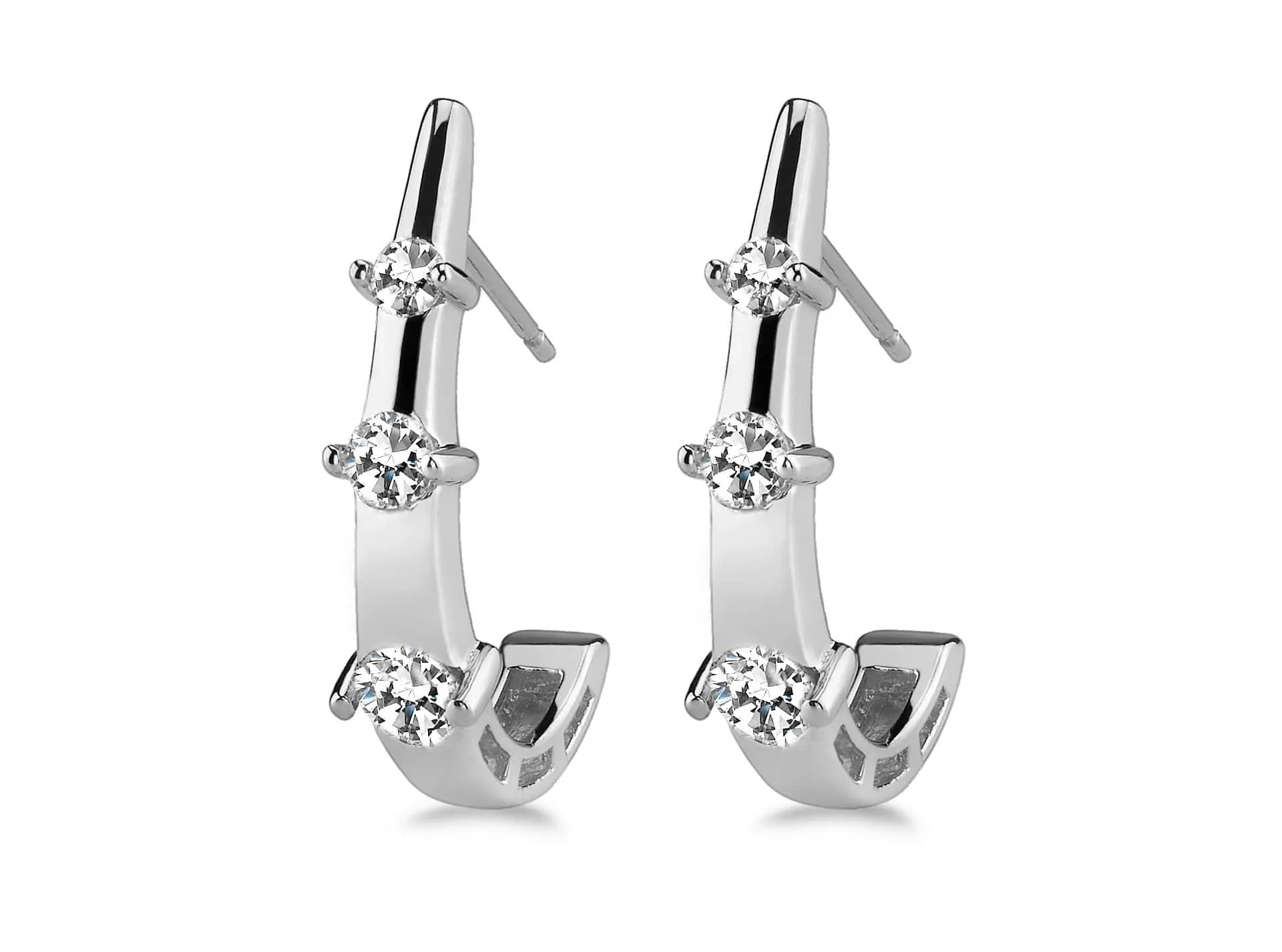 Half Scoop Diamond Earrings   with 0.32 ct.(finished) 1.4mm, 2.25mm, 2.75mm
