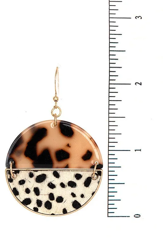 Half Tortoise Animal Print Dangle Earring