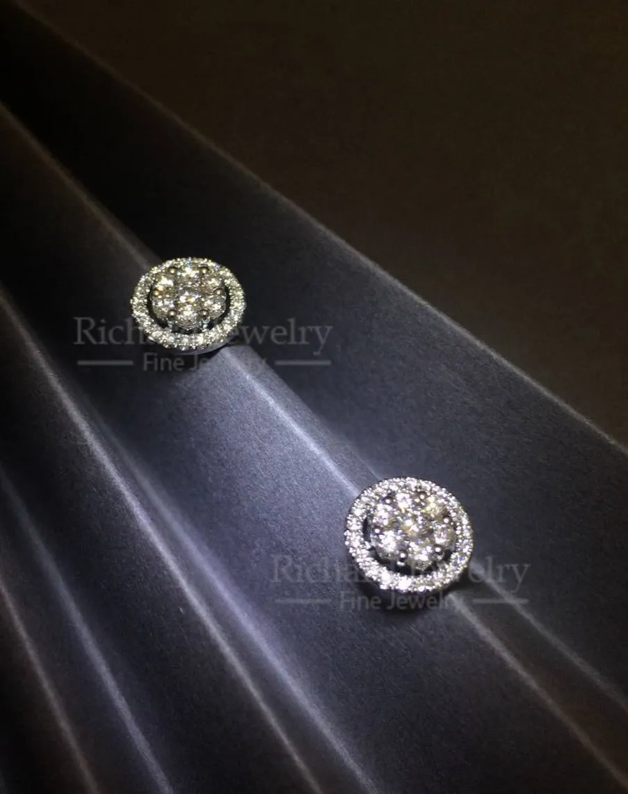 Halo Stud Diamond Earrings