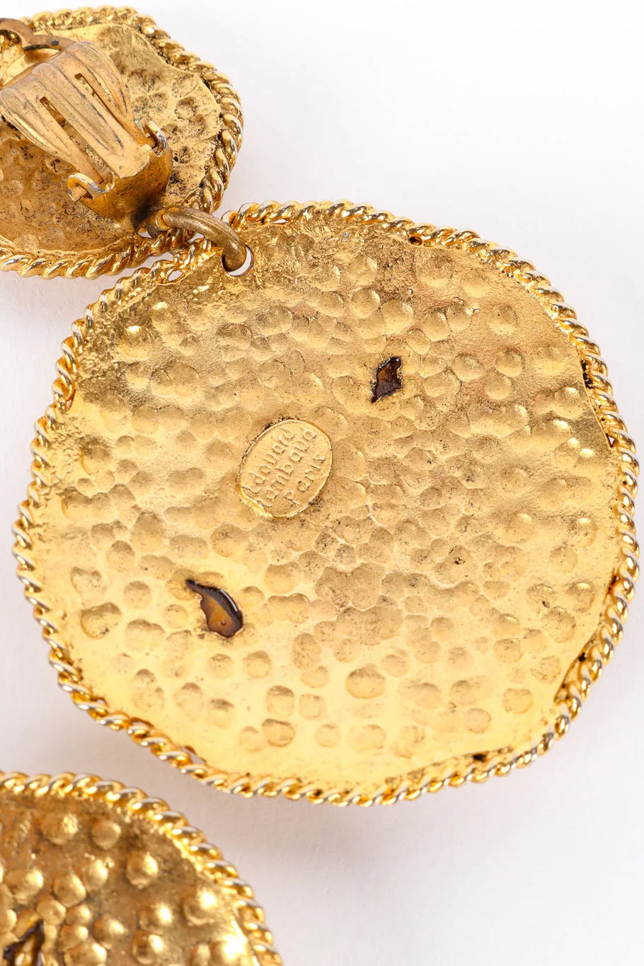 Hammered Disc Gem Earrings