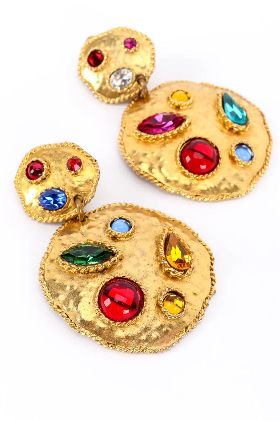 Hammered Disc Gem Earrings