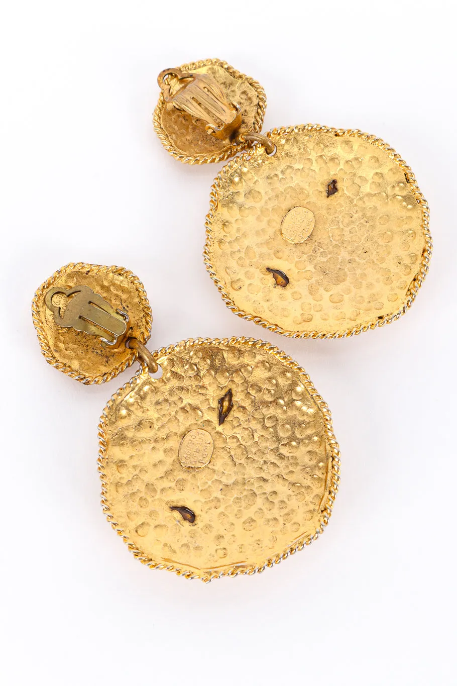 Hammered Disc Gem Earrings
