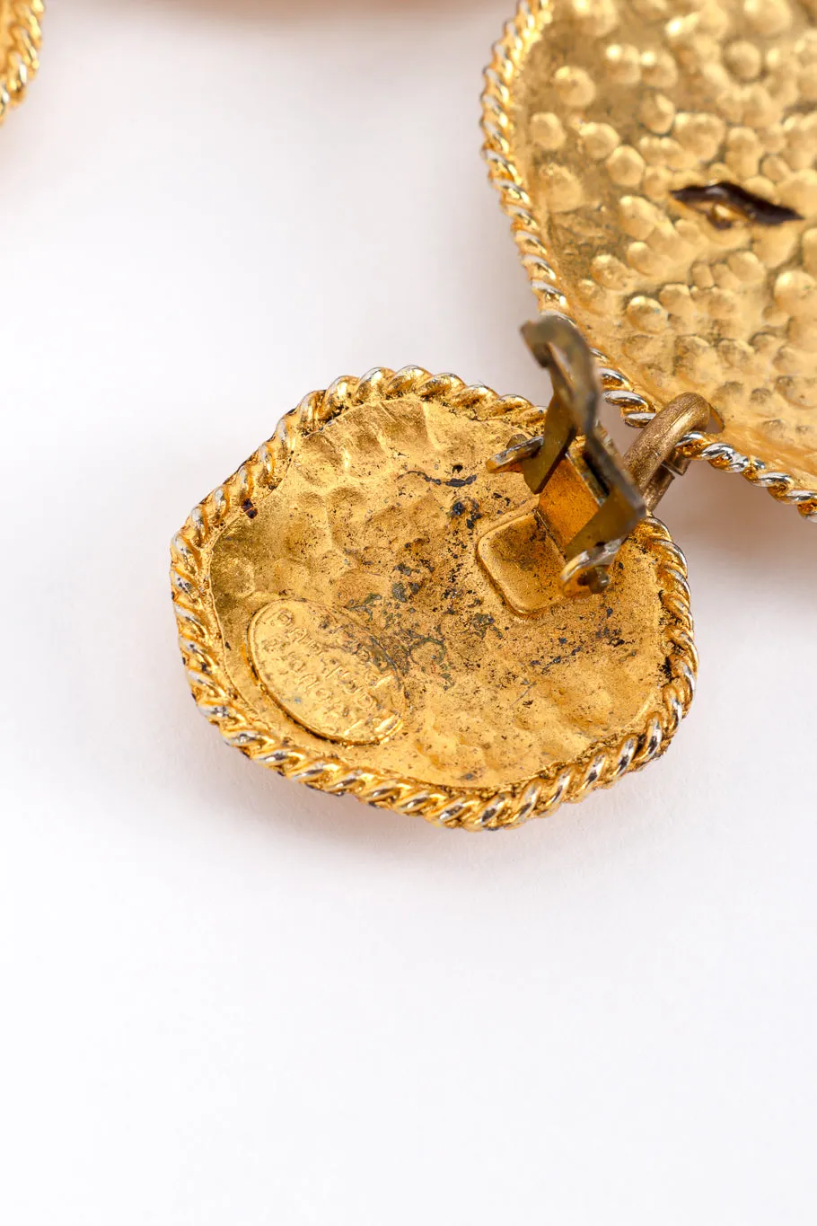 Hammered Disc Gem Earrings