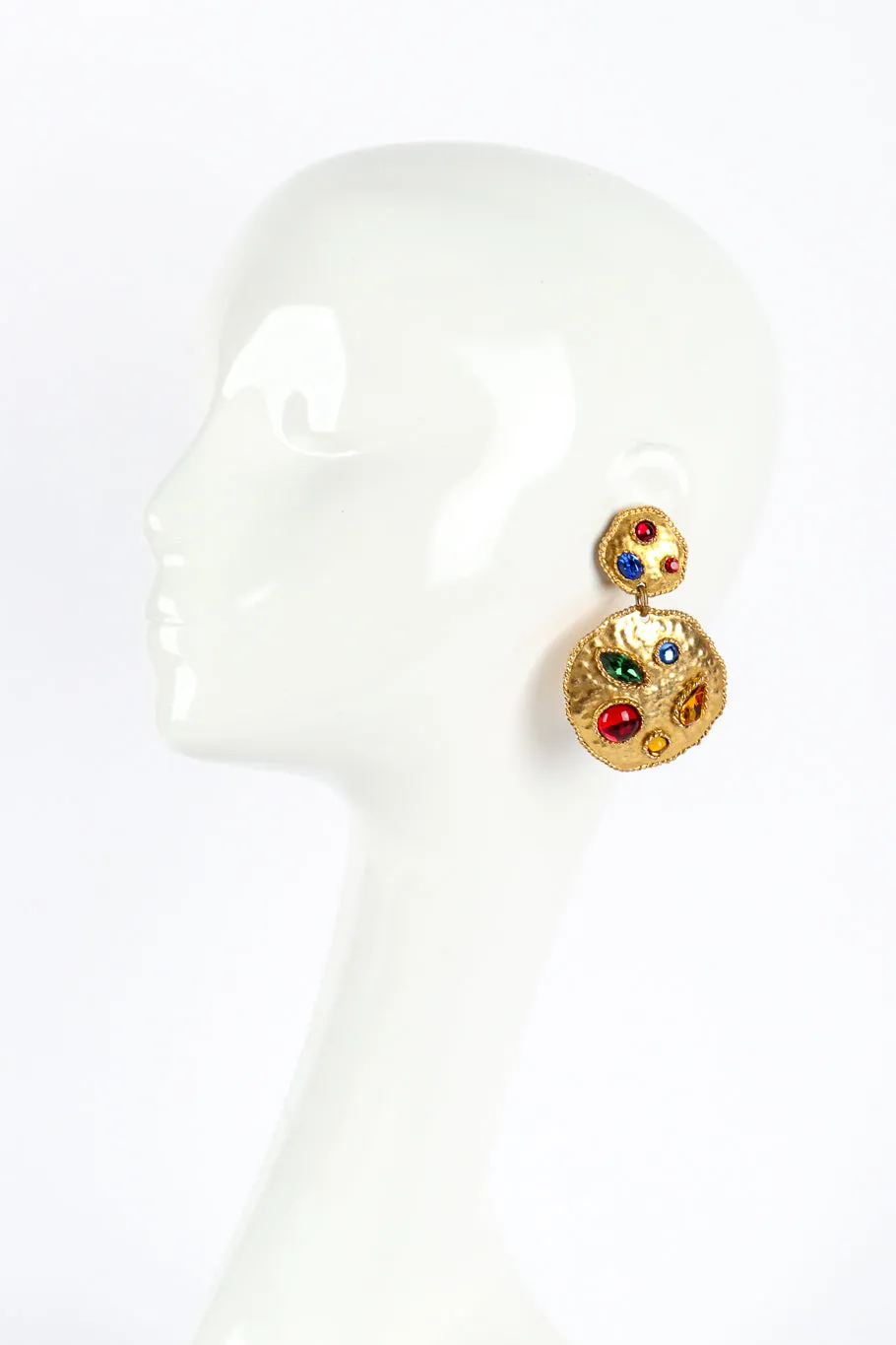 Hammered Disc Gem Earrings