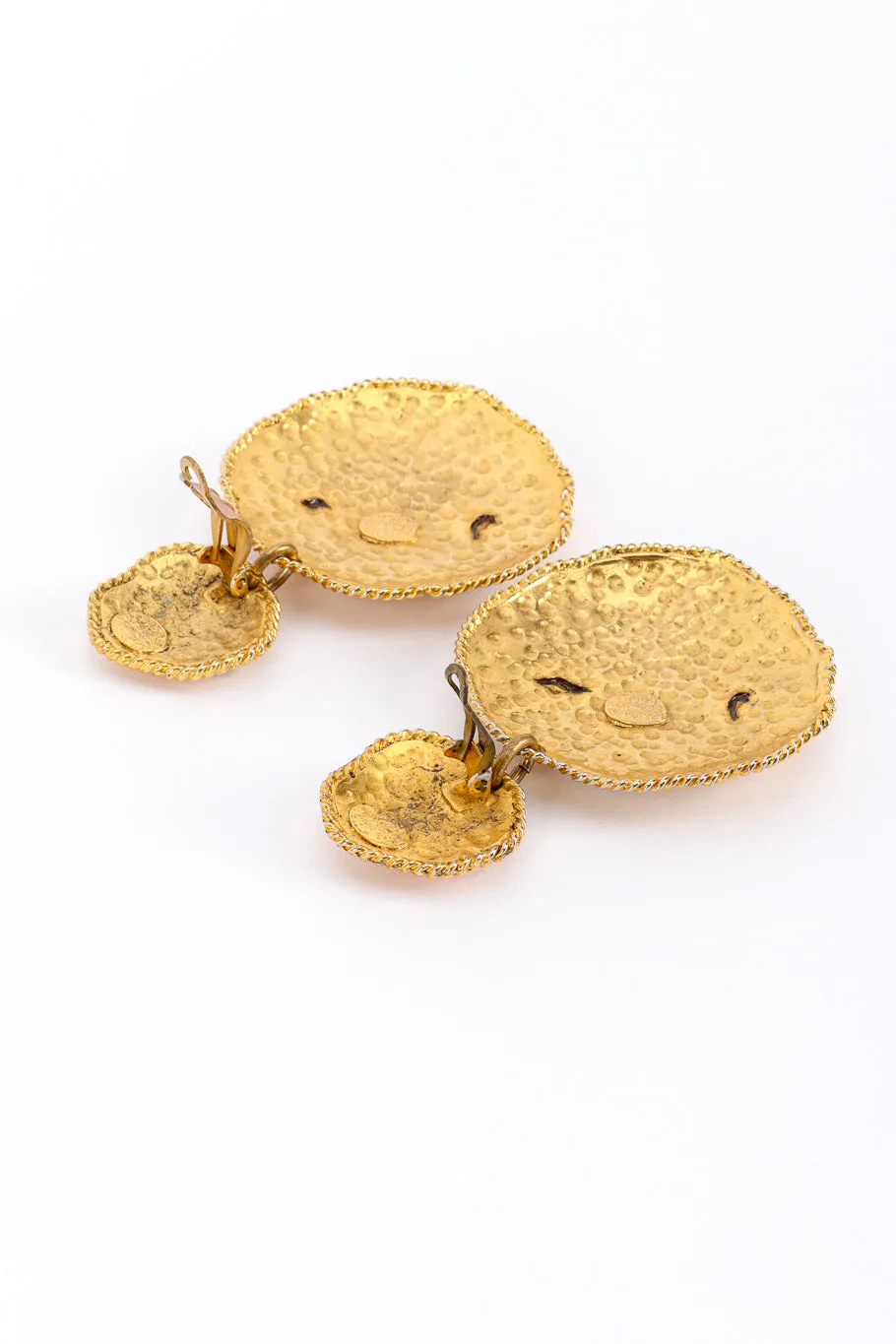 Hammered Disc Gem Earrings