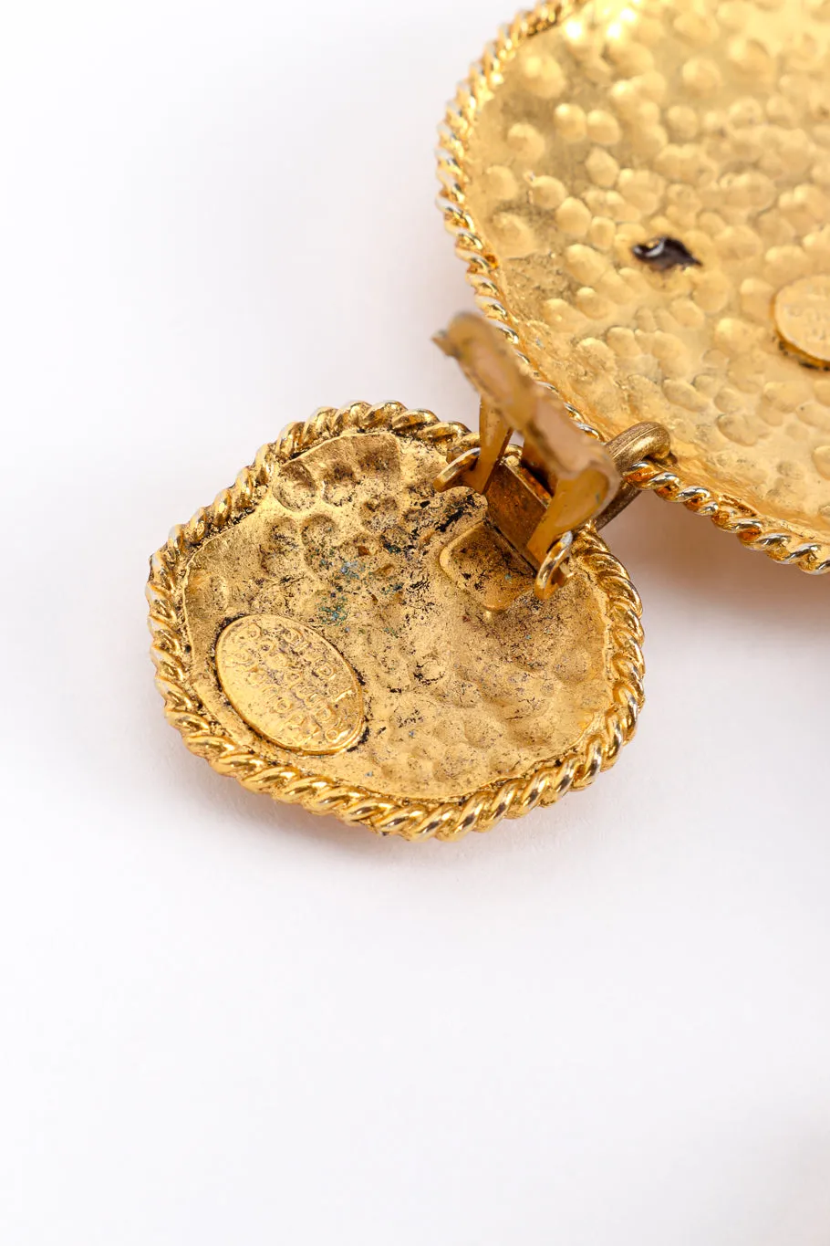 Hammered Disc Gem Earrings