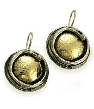 Hammered Gold  Dangle Earrings - Walking in Circles.