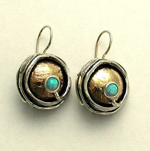 Hammered Gold  Dangle Earrings - Walking in Circles.