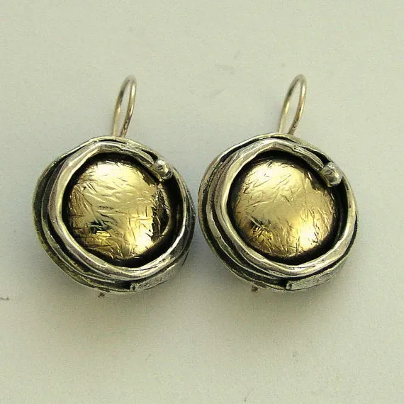 Hammered Gold  Dangle Earrings - Walking in Circles.