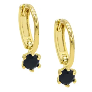 Hanging Bezel Mini Huggie Earring