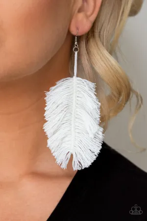 Hanging by a Thread - White - Knotted Thread Paparazzi Fishhook Earrings